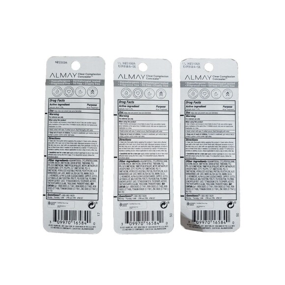 3x Almay Clear Complexion Concealer 300 Medium Salicylic Acid 2024 NEW Sealed - Picture 2 of 3
